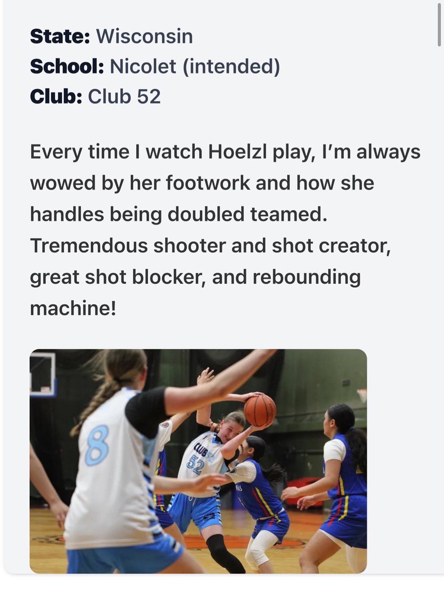 Camryn Hoelzl (@camrynhoelzl) on Twitter photo Thank you <a href="/angie_saiter/">Angie Saiter</a> and <a href="/PrepGirlsHoops/">Prep Girls Hoops 🏀</a>
I had a blast working hard this season on your circuit! Thank you <a href="/angie_saiter/">Angie Saiter</a> and <a href="/PrepGirlsHoops/">Prep Girls Hoops 🏀</a>
I had a blast working hard this season on your circuit!