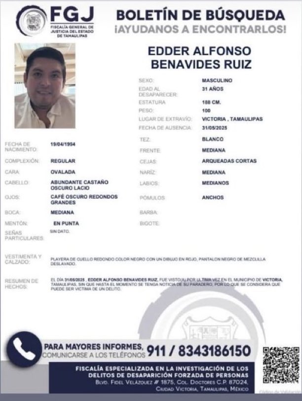 micm54's tweet image. Por favor amigos, apoyemos a difundir #HastaEncontrarle 

@FGRMexico 
@CorreosdeMexico 
@gobtam 
@botDesaparecidx 
@FGR_Tamps 
@GARCIPAVON 
@Bele6950 
@M2Cyndy 
@aleoglez 

Y quienes deseen apoyar. Mil gracias.