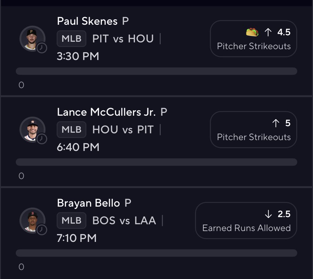 LocksBlindy's tweet photo. Taco Tuesday! 🌮😈

3x and 6x with Skenes:

-Rodon with 75% HR this season and -126 on FD
-McCullers has dominated his last two starts (Pirates strikeout 9th most to RHP) and line is 5.5
-Bello has gone under in 6/8 starts and is -125

#PrizePicks #TacoTuesday #MLB #PlayerProps https://t.co/JeCeAPzblx