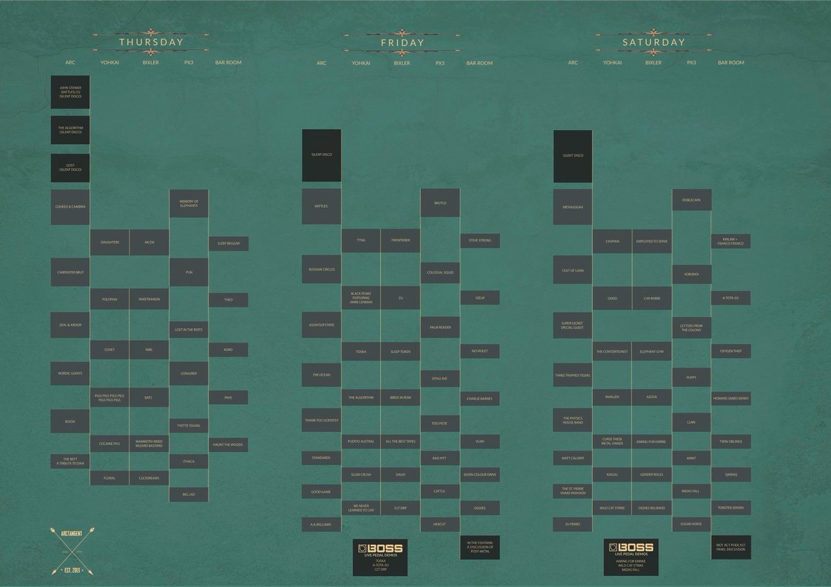 The ATG 2025 clashfinder is coming this week, and it got us reminiscing on ye clashfinders of olde. As you know, we carefully plan our programming to limit any humdinger clashes - a difficult task! But we’re curious to know…what's been your best band run in previous years?