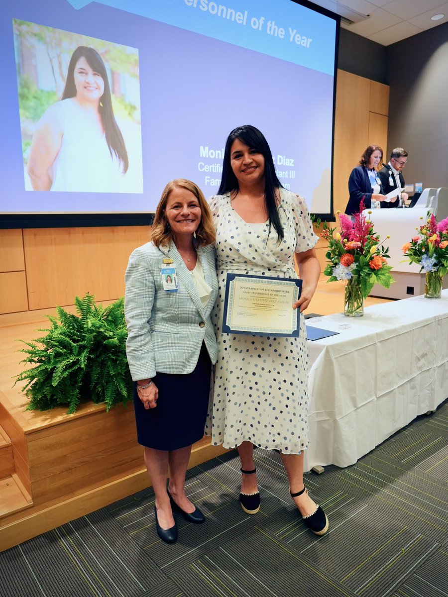 Monica Martinez Diaz, CMA III at The UNC Family Medicine Center at Durham, was named Assistive Personnel of the Year for Outpatient Operations by UNC Med Center Nursing Leadership!
Pic: Jacci Jacobs, VP and Chief Nursing Officer for UNC Hospitals, presents award to Martinez Diaz.
