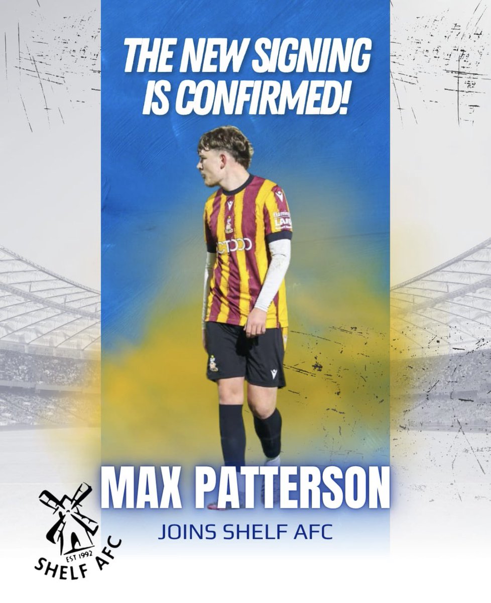 Shelf AFC (@shelf_afc) on Twitter photo 🚨2nd signing of the season🚨
We’ve secured the services of <a href="/MaxPat08/">Max Paterson</a> talented and physical left footed centre half who’s plied his trade with Baildon Trinity and Bradford City. Welcome to the windmills 🚨2nd signing of the season🚨
We’ve secured the services of <a href="/MaxPat08/">Max Paterson</a> talented and physical left footed centre half who’s plied his trade with Baildon Trinity and Bradford City. Welcome to the windmills