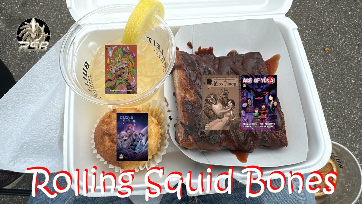RollingSquidCom's tweet image. Here at RSB we enjoy a good old fashion BBQ, rack of ribs, cornbread muffin and washing it down with a nice bulleit bourbon and lemonade.
Kickback and relax this summer with some delicious food, drink, and comics. #indiecomics #books #horror 
drivethrucomics.com/.../rolling-sq…