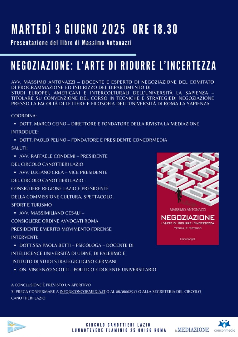 Massimiliano Cesali (@mcesali) on Twitter photo Oggi abbiamo parlato della NEGOZIAZIONE L'ARTE DI RIDURRE L'INCERTEZZA.
L'avvocatura si evolve e il mondo delle ADR offre importanti opportunità di ampliare la nostra professionalità. #NessunoRestiIndietro <a href="/radiotribunale/">RadioTribunale</a> Oggi abbiamo parlato della NEGOZIAZIONE L'ARTE DI RIDURRE L'INCERTEZZA.
L'avvocatura si evolve e il mondo delle ADR offre importanti opportunità di ampliare la nostra professionalità. #NessunoRestiIndietro <a href="/radiotribunale/">RadioTribunale</a>