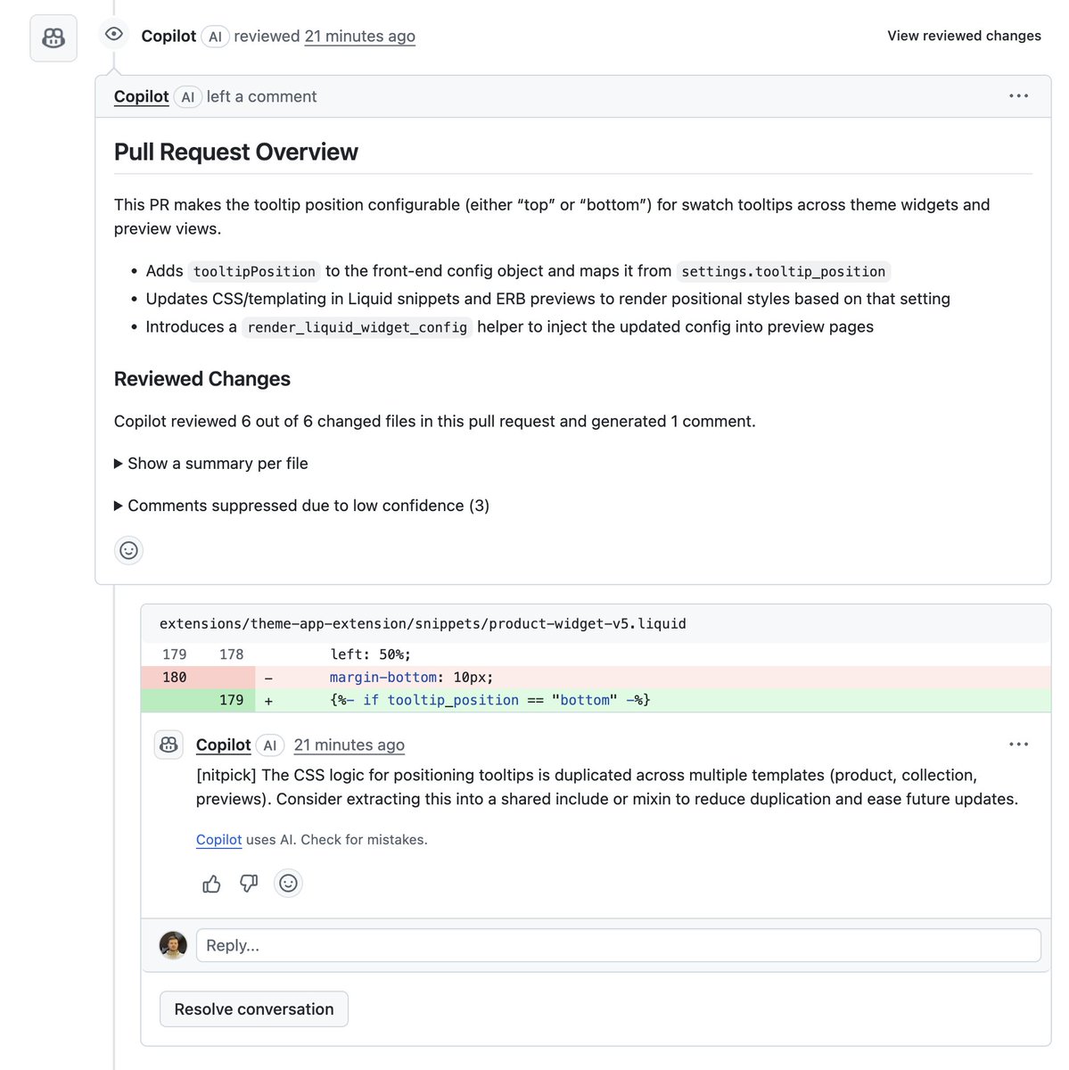 kirplatonov's tweet image. Continuing my test of AI agents. 👨🔬 Today I built a new feature but didn't had time to test everything properly. So I decided to try AI code review on my PR.
My first attempt was Github Copilot Pro+. As you can see on the first screenshot - it's still stupid as hell and just…