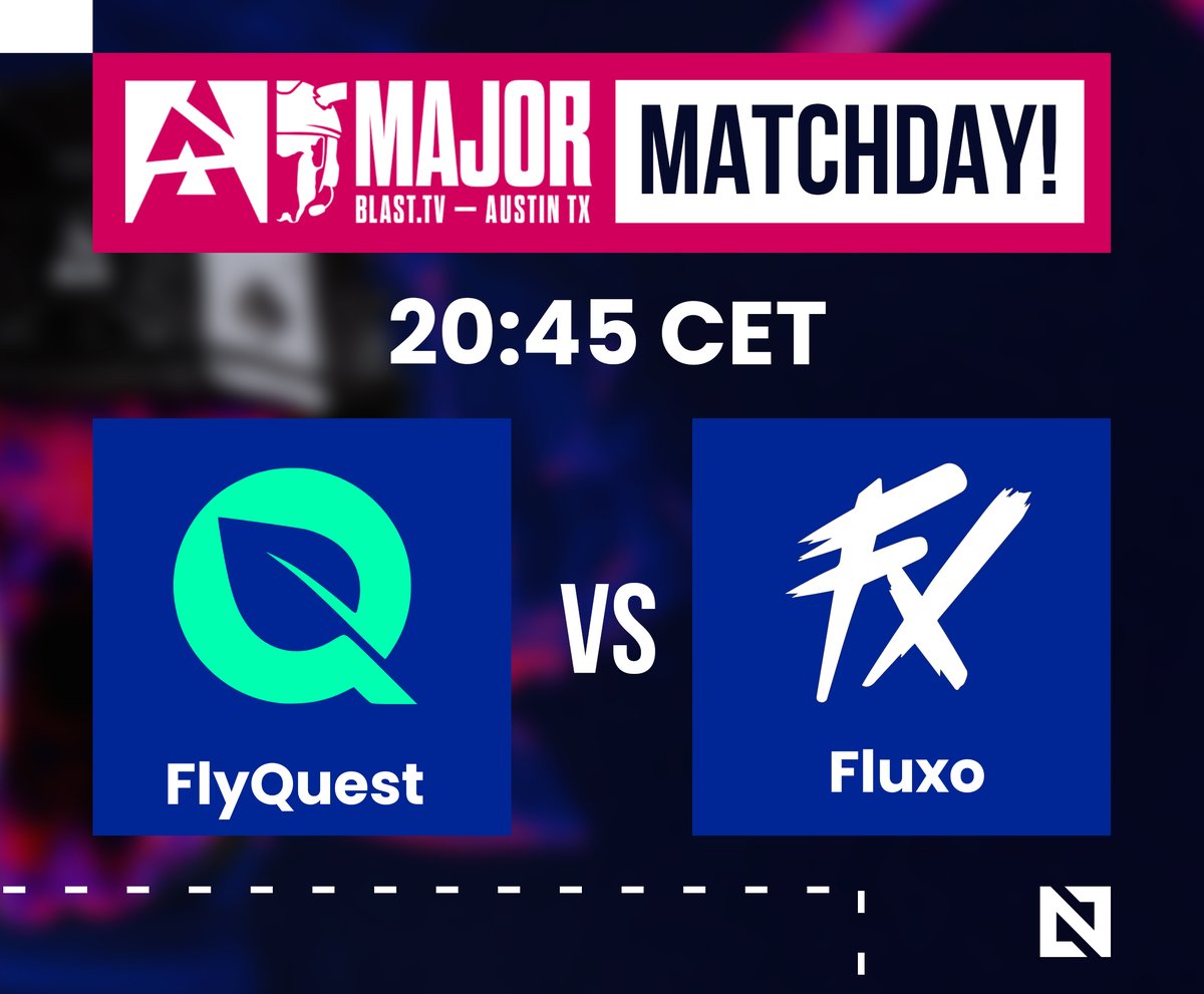 NEEVE.PRO Agency (@neevepro) on Twitter photo Matchday at the <a href="/BLASTPremier/">BLAST Premier ๐ฅ</a> Austin Major! ๐ฅ
<a href="/JTR_cs/">JTR</a> team <a href="/FlyQuestCS/">FlyQuest CS</a> take on <a href="/fluxogg/">Fluxo</a> in their first clash of the event.
Tonight at 20:45 CET!
Letโs start strong. ๐ช Matchday at the <a href="/BLASTPremier/">BLAST Premier ๐ฅ</a> Austin Major! ๐ฅ
<a href="/JTR_cs/">JTR</a> team <a href="/FlyQuestCS/">FlyQuest CS</a> take on <a href="/fluxogg/">Fluxo</a> in their first clash of the event.
Tonight at 20:45 CET!
Letโs start strong. ๐ช