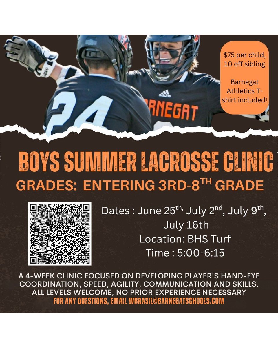 Coach Brasil (@laxcoachbrasil) on Twitter photo The boys lacrosse summer clinic is back! Use the QR code to register. Any questions, reach out to wbrasil@barnegatschools.com
<a href="/bengalpride67/">John Germano</a> The boys lacrosse summer clinic is back! Use the QR code to register. Any questions, reach out to wbrasil@barnegatschools.com
<a href="/bengalpride67/">John Germano</a>