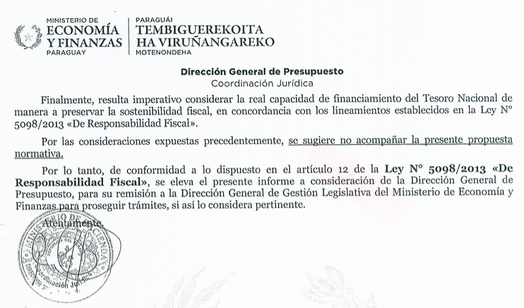 <a href="/aldo_be/">aldo</a> El parecer del Ministerio de Economía a cargo del virrey Fernández Valdovinos es espectacular. Para un sinfín de boludeces hay plata o acompaña con un silencio cobarde y cómplice, pero para este tipo de cosas si que ojo con el déficit fiscal.
silpy.congreso.gov.py/web/expediente…
