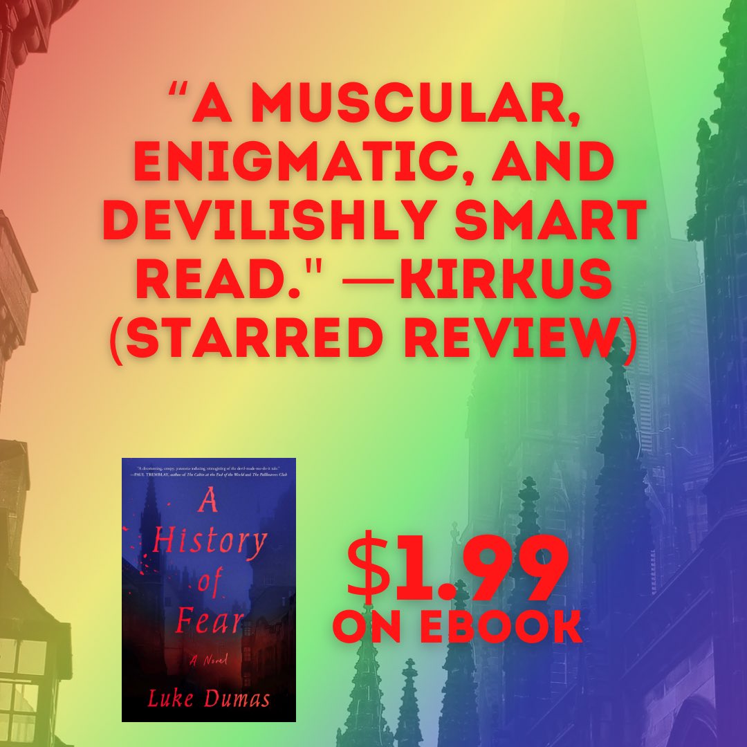 Just in time for Pride, my queer, demonic horror debut A HISTORY OF FEAR is $1.99 on eBook and FREE to read on Kindle Unlimited! Celebrating by revisiting some of my favorite blurbs and reviews. 🏳️‍🌈😈