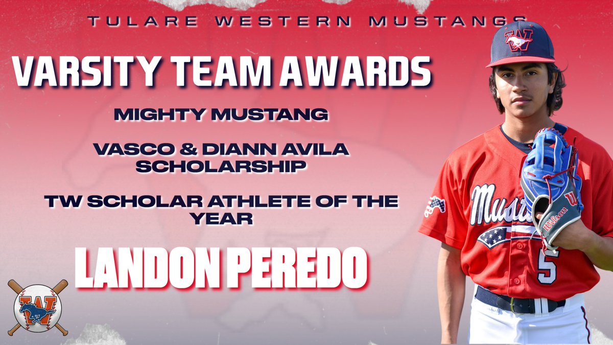 Congrats to Landon Peredo for receiving the Mighty Mustang Award! Not only does Landon take care of business on the field, but he also excels in the classroom. Additionally, he was the TW Scholar Athlete of the Year and the Vasco and Diann Avila Scholarship award recipient.