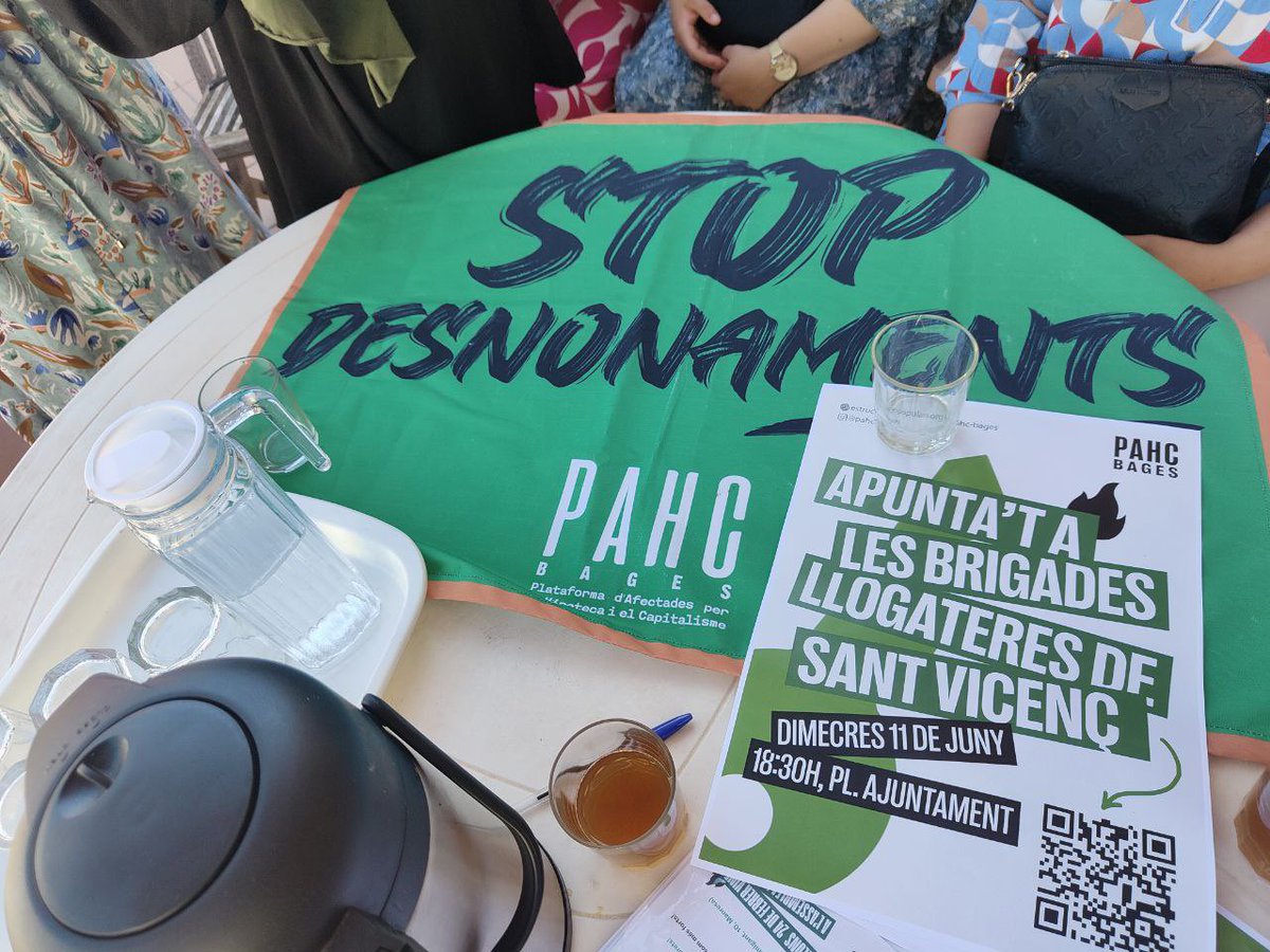 🟢 Trobada llogatera a Sant Vicenç de Castellet!

📆🗣️ Dimecres 11 de juny ens trobem per fer les primeres brigades llogateres al poble i plantar cara als absusos de rendistes i especuladors

📲 Atentes a xarxes per més informació!