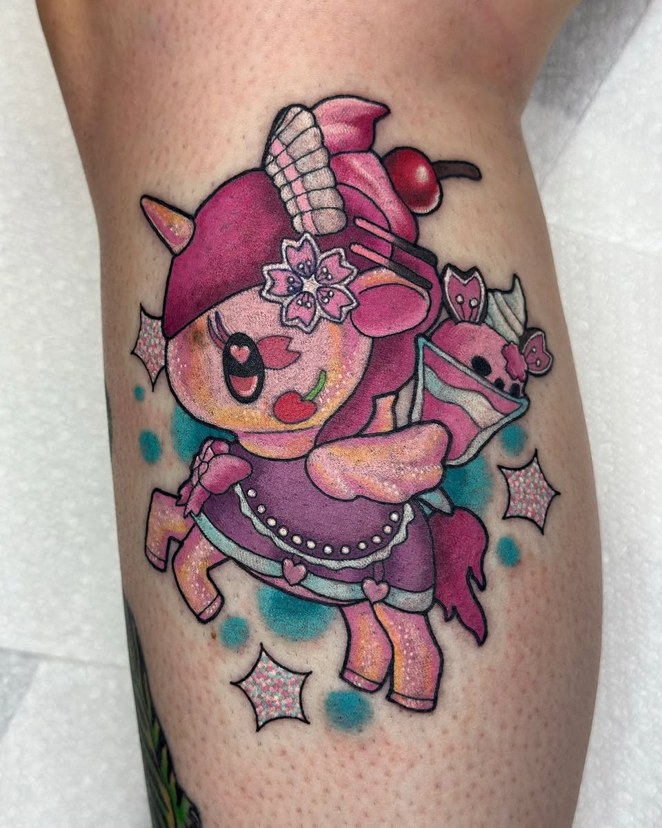 Thank you @/_tattoosbyjess_ (IG) and @/diamondbodyart (IG) for sharing this adorable #tokidoki Cherry Blossom Cafe Cutie tattoo! 💗🌸
