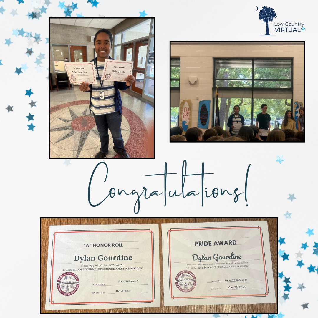 Low Country Virtual (@lcvirtualschool) on Twitter photo π Check out Dylan Guordineβrocking the Honor Roll (All A's) AND earning the Pride Award for representing <a href="/LaingMiddle/">Laing Middle School</a> within the LCV program! πWay to go, Dylan! Weβre so proud of you for being an exceptional student and leader! ππ #LCVleads #HonorRoll #StudentSpotlight π Check out Dylan Guordineβrocking the Honor Roll (All A's) AND earning the Pride Award for representing <a href="/LaingMiddle/">Laing Middle School</a> within the LCV program! πWay to go, Dylan! Weβre so proud of you for being an exceptional student and leader! ππ #LCVleads #HonorRoll #StudentSpotlight