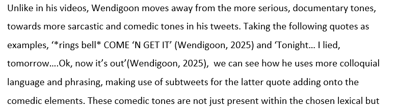 Never in my 20 years of life did I think I would be quoting Wendigoon's twitter for a University assignment. 
<a href="/Wendigoon8/">Wendigoon</a>