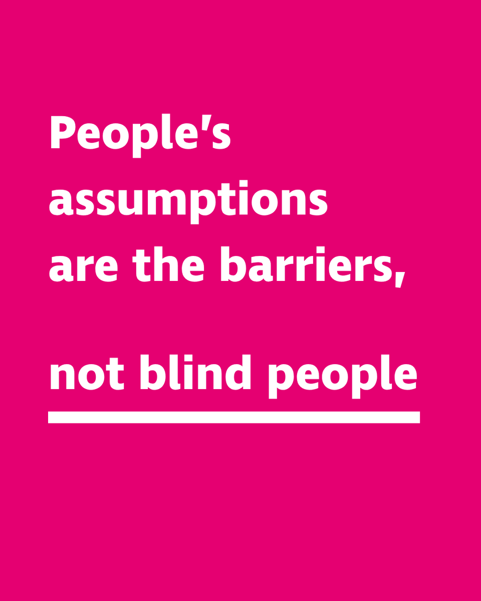 People's assumptions about us are often our biggest barrier to independence and participation.

That we can't hold down a job, for example, or have a family. We need everyone to see the person, not the sight loss.

Learn about challenging misconceptions: rnib.org.uk/SeeThePerson