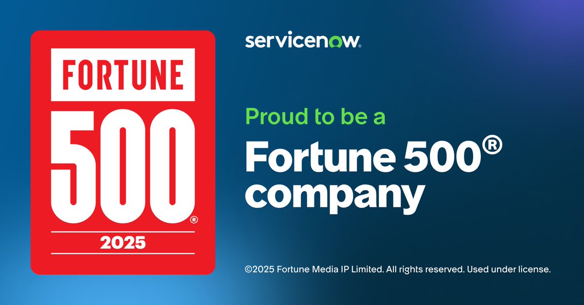 We’re on the Fortune 500! For the third year in a row, ServiceNow is proud to be named one of the most influential companies in the U.S. This milestone reflects our incredible teams, bold vision, and commitment to making the world work better for everyone. spr.ly/601646bog