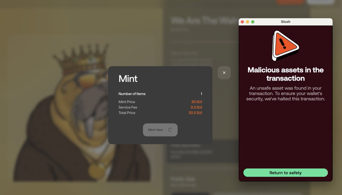 Anima (@animalabs_io) on Twitter photo 🚨 PSA: We're aware of the Slush issue and are fixing it ASAP!
The warning you see isn’t due to an unsafe transaction, it's a communication issue. 🔄 We’re working with <a href="/SlushWallet/">Slush</a> to resolve it.
In the meantime, you are still able mint with any other Sui wallet provider. ✅ 🚨 PSA: We're aware of the Slush issue and are fixing it ASAP!
The warning you see isn’t due to an unsafe transaction, it's a communication issue. 🔄 We’re working with <a href="/SlushWallet/">Slush</a> to resolve it.
In the meantime, you are still able mint with any other Sui wallet provider. ✅