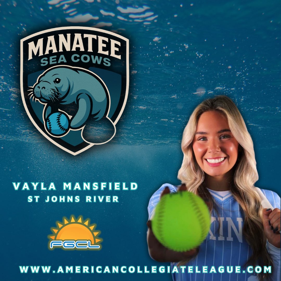 Manatee Sea Cows (@seacowsb) on Twitter photo Welcome to the 2025 Manatee Sea Cows <a href="/VaylaMansfield/">Vayla Mansfield</a> from <a href="/SjrSoftball/">SJR State Softball</a> coming to the <a href="/FGCLsoftball/">Florida Gulf Coast League</a> battle of the beaches 🏖️ this summer for the Sea Cows‼️ 🌊🐄
🗓️6/11-7/12
📍Bradenton/Sarasota, FL
Pitchers Refister: ⬇️
AmericanCollegiateLeague.com
#fastpitchunited Welcome to the 2025 Manatee Sea Cows <a href="/VaylaMansfield/">Vayla Mansfield</a> from <a href="/SjrSoftball/">SJR State Softball</a> coming to the <a href="/FGCLsoftball/">Florida Gulf Coast League</a> battle of the beaches 🏖️ this summer for the Sea Cows‼️ 🌊🐄
🗓️6/11-7/12
📍Bradenton/Sarasota, FL
Pitchers Refister: ⬇️
AmericanCollegiateLeague.com
#fastpitchunited