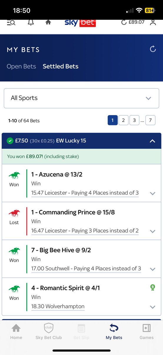 worfe2000's tweet photo. @TWEnclosure Stuck the ew double and the win double together in a small lucky 15 https://t.co/zjE33w6gec