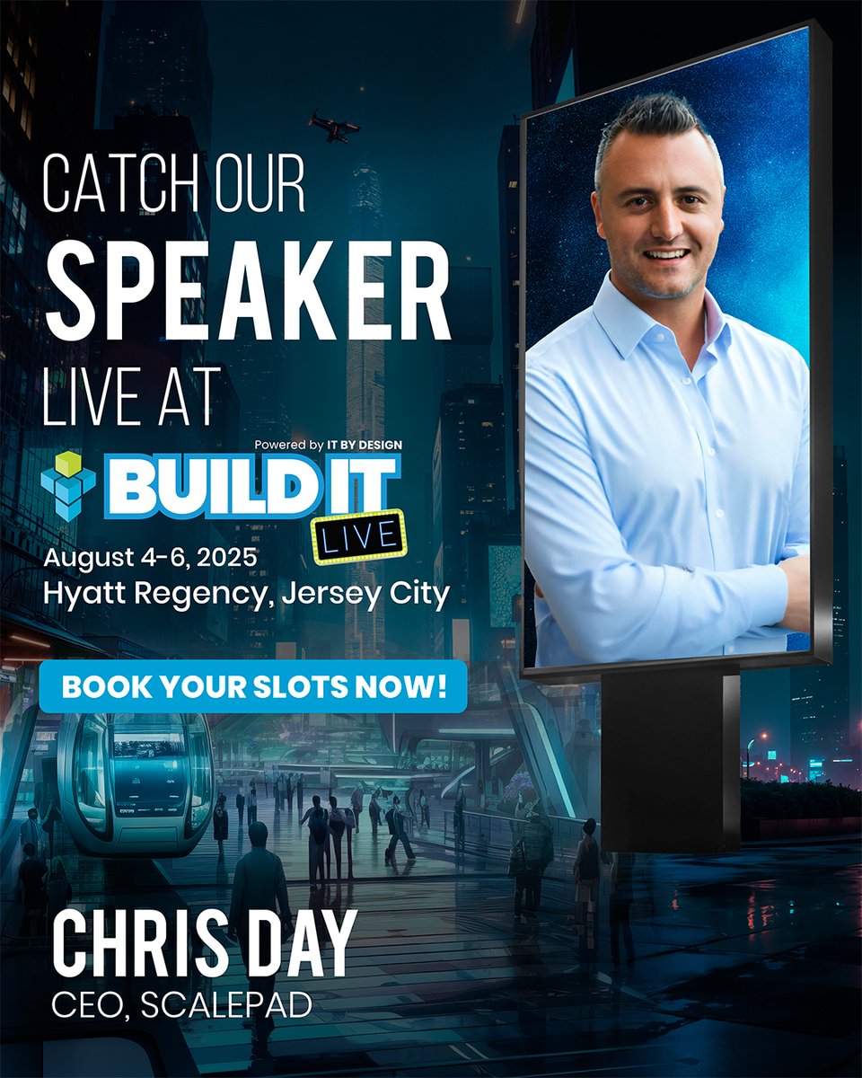 Meet Chris Day LIVE at #BuildITLIVE2025!
The <a href="/GoScalePad/">ScalePad</a> CEO is bringing 20+ years of MSP wisdom to the stage.

🔹 Scaling frameworks
🔹 Real-world insights
🔹 Future tech trends

📍 Jersey City | 📅 Aug 4–6
🎟️ hubs.ly/Q03qvl890

#MSPGrowth #TechLeadership