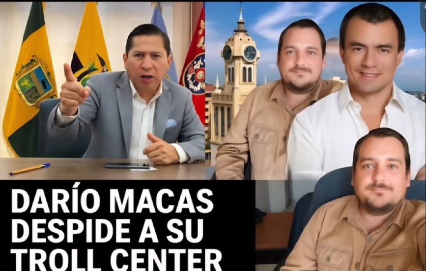 No me lo van a creer, despidieron a Freddy Matamoros de la alcaldía de machala. El narco alcalde está queriendo hacer méritos desmantelando todo su troll center que atacaba al gobierno. Hoy lo despide y se comprueba que si era MIRKA ORELLANA.

No le des chance a ese hp