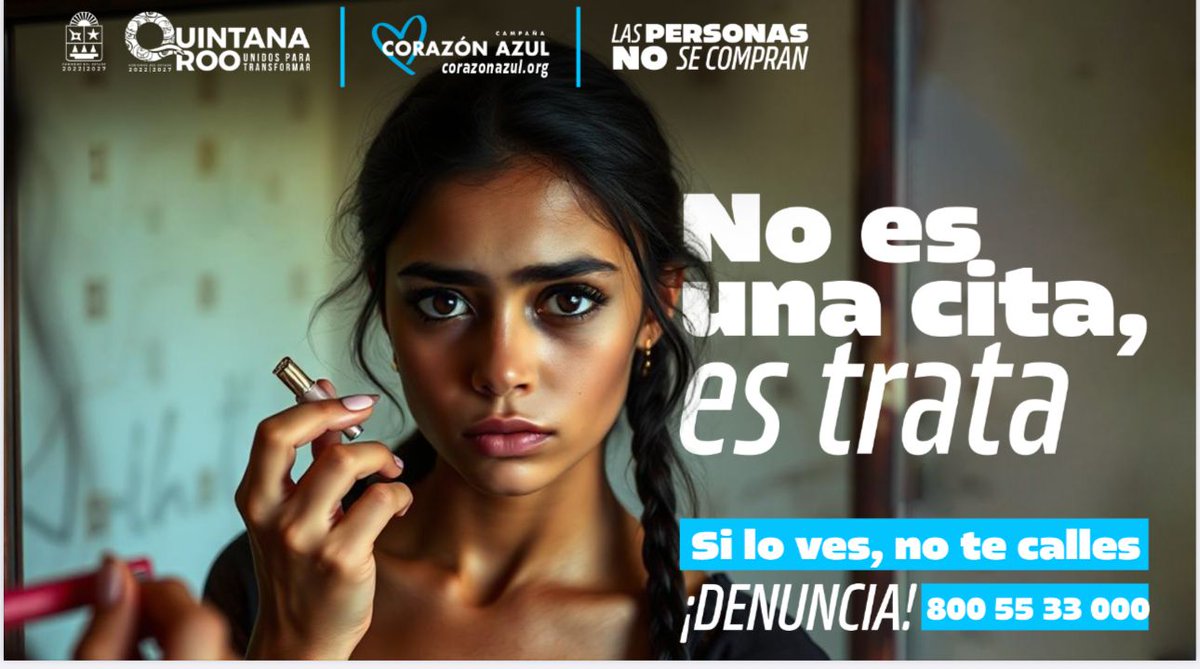 Hasta para esto hay que poner atención. Qué pena. Lanza <a href="/MaraLezama/">Mara Lezama</a> la campaña contra delito de Trata.. y a la chica de la foto, hecha con IA, le falta un dedo 🫣😵