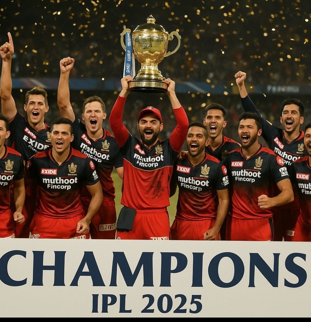 RCB FANS, ASSEMBLE! ❤️💛

We waited. We believed. We ROARED. 🏆. Finally RCB Won 🔥

This is not just a win...
It’s EMOTION. It’s PASSION. It’s REDEMPTION. 🔥

Congratulations RCB ❤️ 
Congratulations Virat Kohli 👑

#RCBvsPBKS  #IPLFinal #IPL2025  #RajatPatidar #ViratKohli𓃵