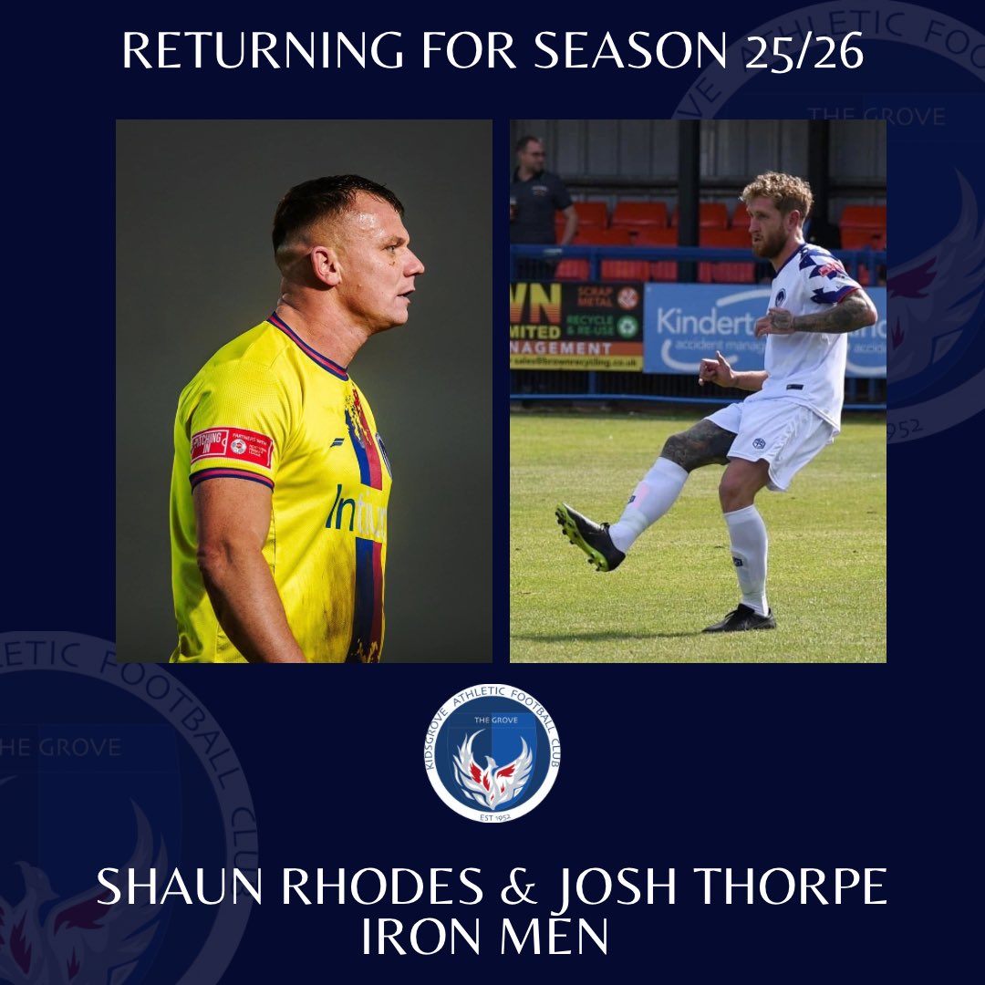 🛡️ THE IRON MEN RETURN! ⚒️

We’re buzzing to announce that Shaun Rhodes and Josh Thorpe are back for the 2025/26 season! 💪

Two warriors. One mission.
Tough, loyal and unshakable — nothing can knock these two down. 🔵⚪

Expect passion. Expect grit. Expect leadership.