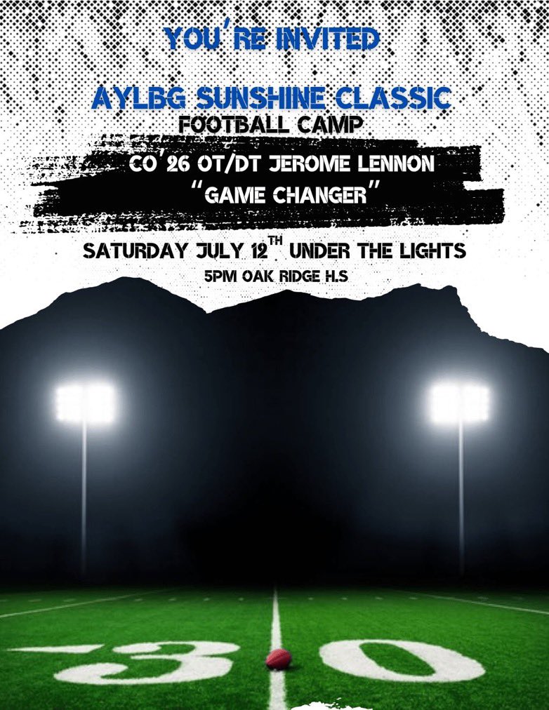 Jerome Lennon (@jeromelennon78) on Twitter photo Thank you, <a href="/CoachJoeNieves/">Coach Joe Nieves</a>
For inviting to the AYLBG Sunshine Classic on July 12! <a href="/BHSTornadoFB/">Bradford Tornadoes</a> <a href="/Jrod2245/">Jamie Rodgers</a> <a href="/GregDaniels_OL/">Greg Daniels</a> <a href="/RPOrecruits/">R.P.O. Consulting</a> <a href="/CoachStevens54/">Tyler Stevens</a> <a href="/coachmay7474/">David May</a> <a href="/Coach_Shanks/">Coach Wendell Shanks</a> <a href="/GAINSportsLLC/">GAIN SPORTS</a> <a href="/RenfrowJustin/">Justin Renfrow</a> <a href="/On3Recruits/">On3 Recruits</a> Thank you, <a href="/CoachJoeNieves/">Coach Joe Nieves</a>
For inviting to the AYLBG Sunshine Classic on July 12! <a href="/BHSTornadoFB/">Bradford Tornadoes</a> <a href="/Jrod2245/">Jamie Rodgers</a> <a href="/GregDaniels_OL/">Greg Daniels</a> <a href="/RPOrecruits/">R.P.O. Consulting</a> <a href="/CoachStevens54/">Tyler Stevens</a> <a href="/coachmay7474/">David May</a> <a href="/Coach_Shanks/">Coach Wendell Shanks</a> <a href="/GAINSportsLLC/">GAIN SPORTS</a> <a href="/RenfrowJustin/">Justin Renfrow</a> <a href="/On3Recruits/">On3 Recruits</a>