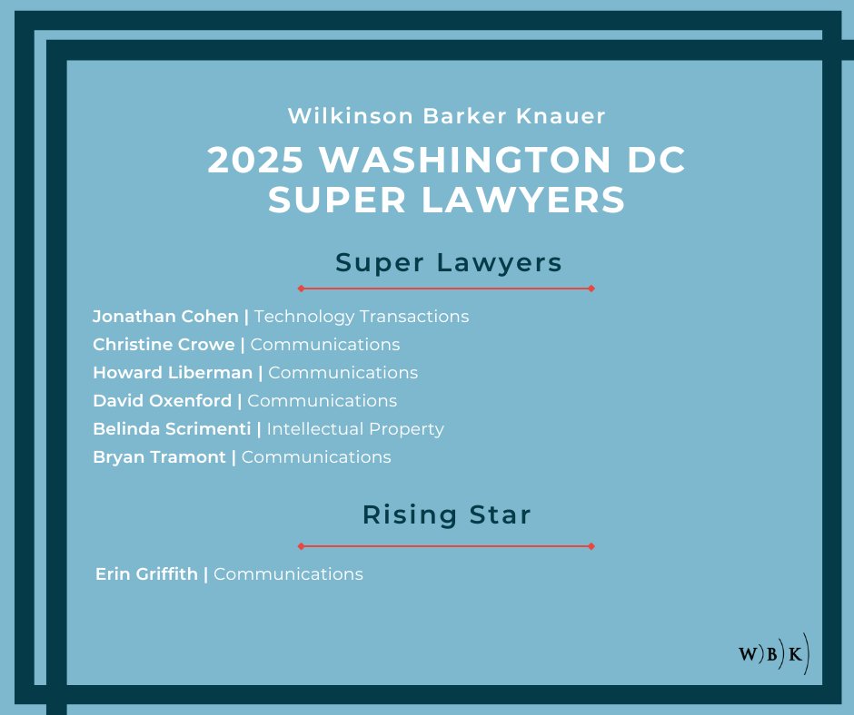 WBK proudly announces 7 attorneys named to Super Lawyers Washington DC list for 2025. Congratulations, Team WBK!

Full Release: bit.ly/3FGStnD
#notjustanotherlawfirm