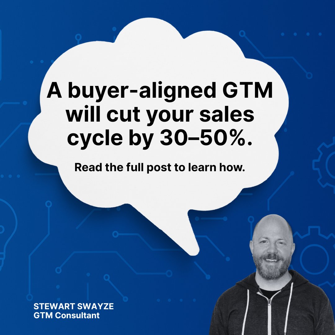 A buyer-aligned go-to-market will cut your sales cycle by 30–50%. Below are 5 tips to get started:

Too many GTM teams structure their process around how they want to sell. Not good. 

Industrial buyers follow a journey designed to evaluate risk, align internally, and justify