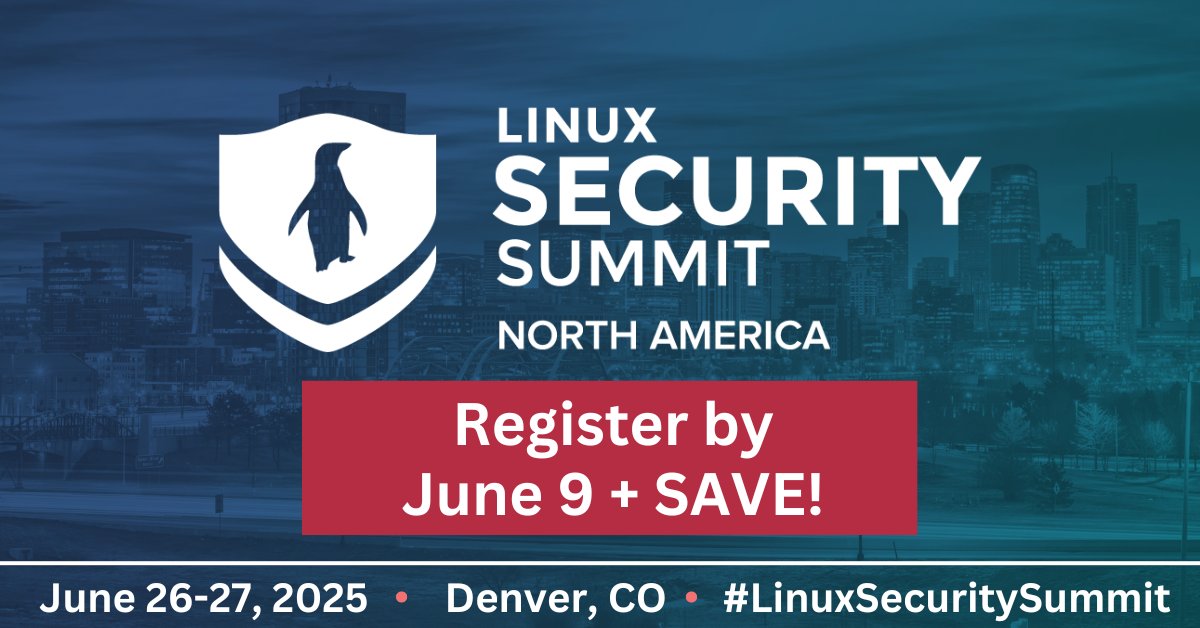 linuxfoundation's tweet image. Less than 1๏ธโฃ week left to register for #LinuxSecuritySummit North America & SAVE $100! ๐ Join us in Denver from June 26-27 to analyze & solve #Linux security challenges & give input on the latest #LinuxSecurity development process.
Register & SAVE: hubs.la/Q03qg0hy0