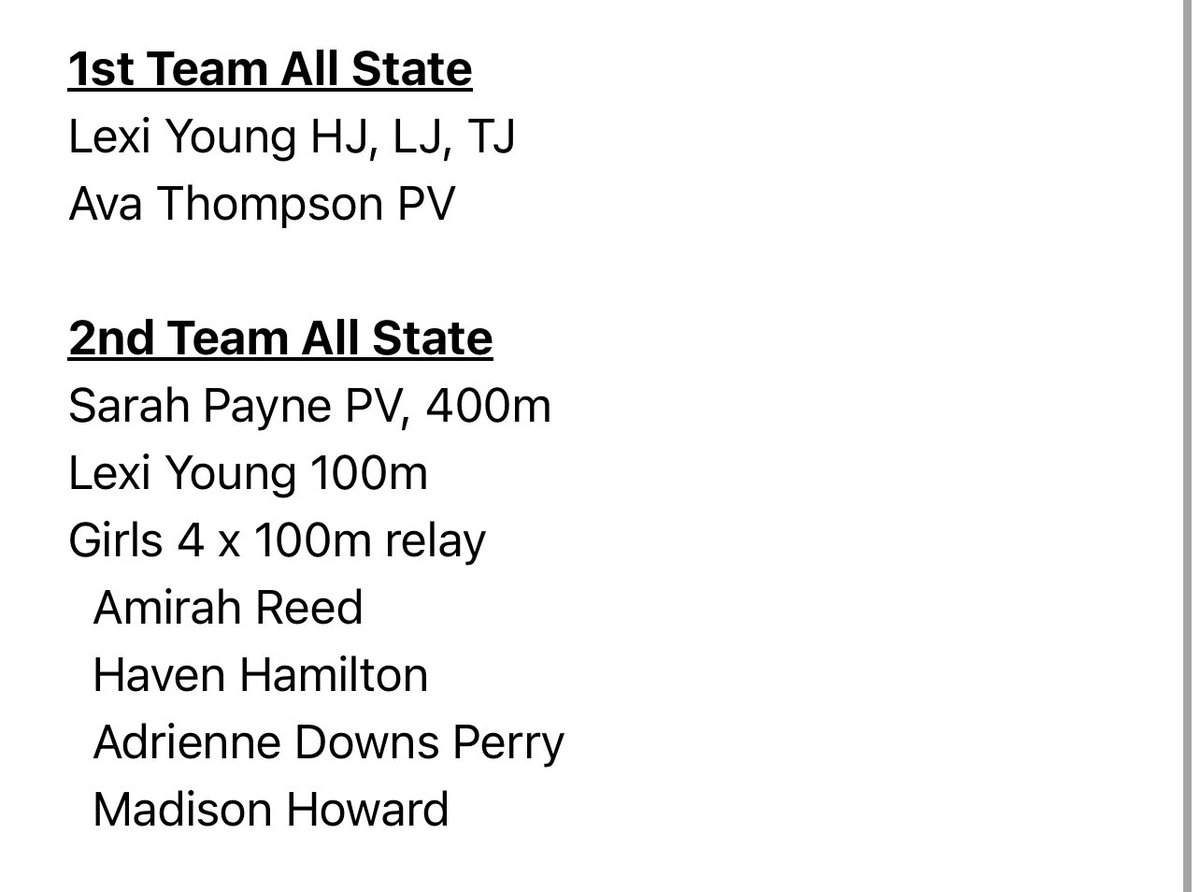 Mason County Track and Field Athletes named to the 2A All State Teams.