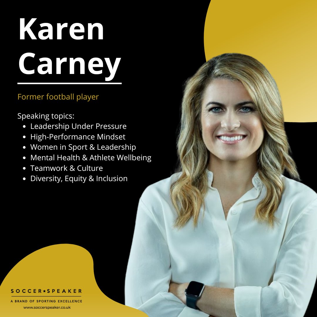 Looking for an inspiring speaker on leadership, diversity, and elite performance?🎤 Book Karen Carney.

She shares powerful insights on resilience, high-performance mindset, inclusion, and team success.

Contact us for more info.

#Leadership #MotivationalSpeaker #Inspiration