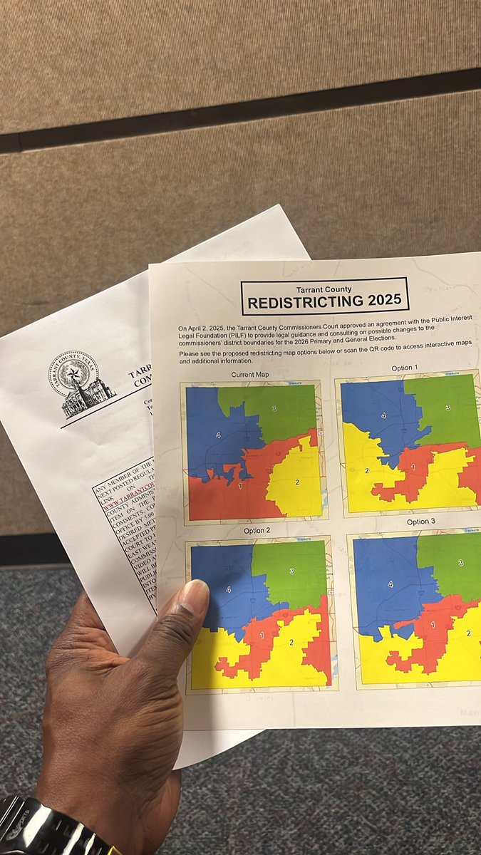 BREAKING: Tarrant County Commissioners voted 3 to 2 on Judge Tim O’Hare’s redistricting map #7 which he says assures republicans can win the precinct seat in November currently held by democratic Commissioner Alisa Simmons. <a href="/wfaa/">WFAA</a> <a href="/ABC/">ABC News</a> <a href="/TarrantCountyTX/">Tarrant County</a>