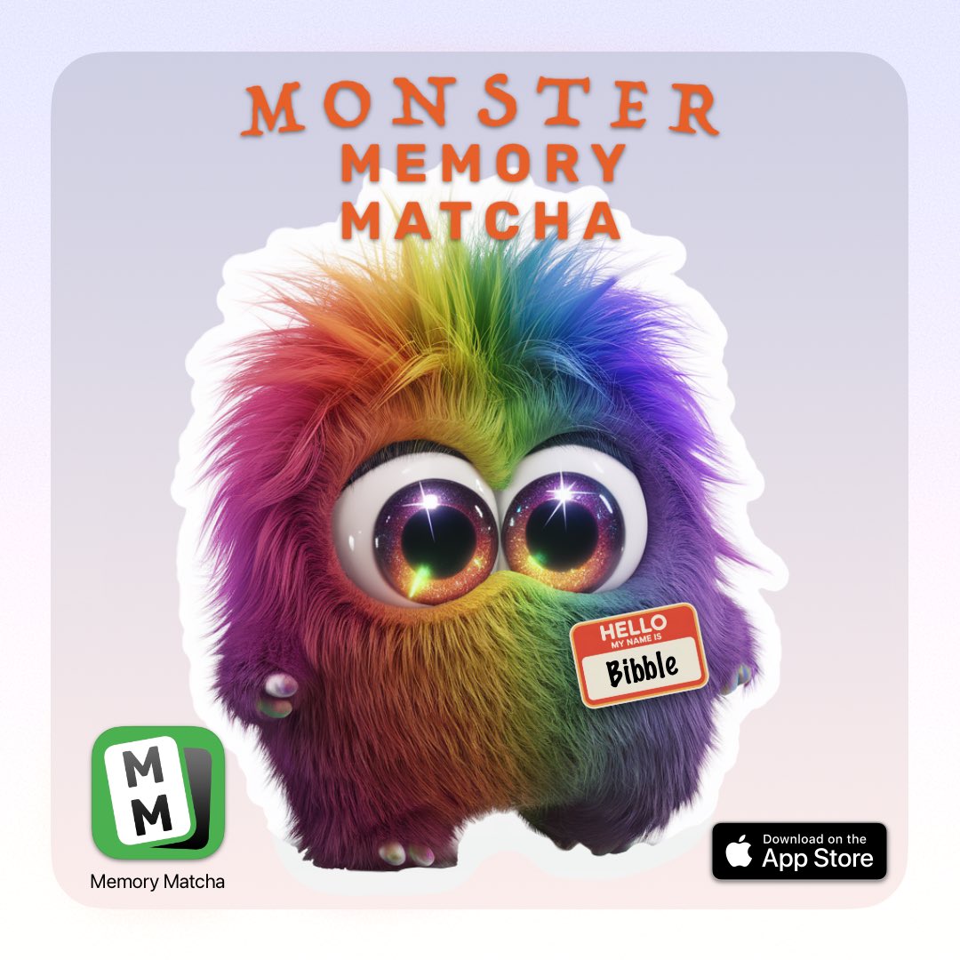 MemoryMatcha's tweet image. 🧠✨ Meet Bibble!
Our tiniest, roundest monster is rolling into your memory game 💨🌈

📱 Available now in Memory Matcha — tap, match, and meet all the monsters!
👉 Download on the App Store: apple.co/3RXzec2