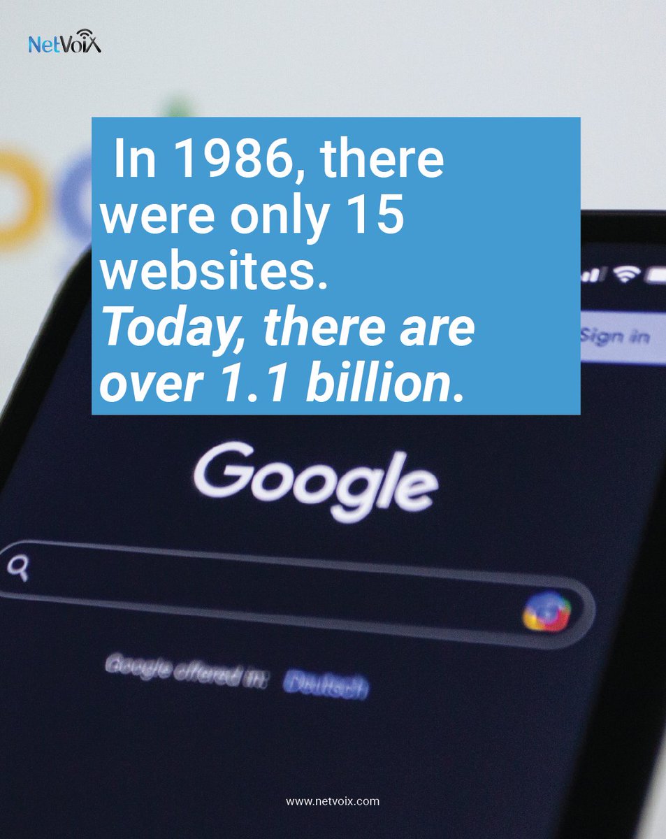 netvoix's tweet image. In 1986, there were only 15 websites.
Now? 1.1 billion+.
Is your IT keeping up with that pace of change?
Let’s talk strategy.

#ITGrowth #NetVoiX #TechThatScales