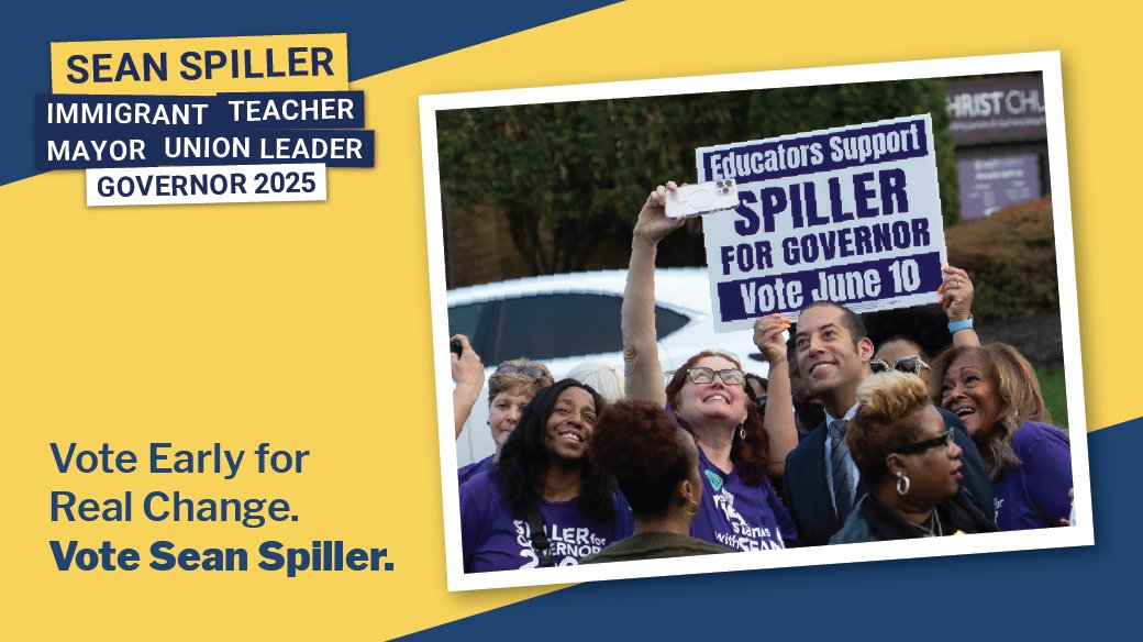 worknewjersey's tweet photo. Early voting is today — make your voice heard for a leader who stands with working families. Sean Spiller has fought for strong public schools, protections for educators and students, and real solutions to rising costs.

#NJ | #Gov2025 | #SpillerForGovernor | #NJPrimary https://t.co/HrXhj8X79H