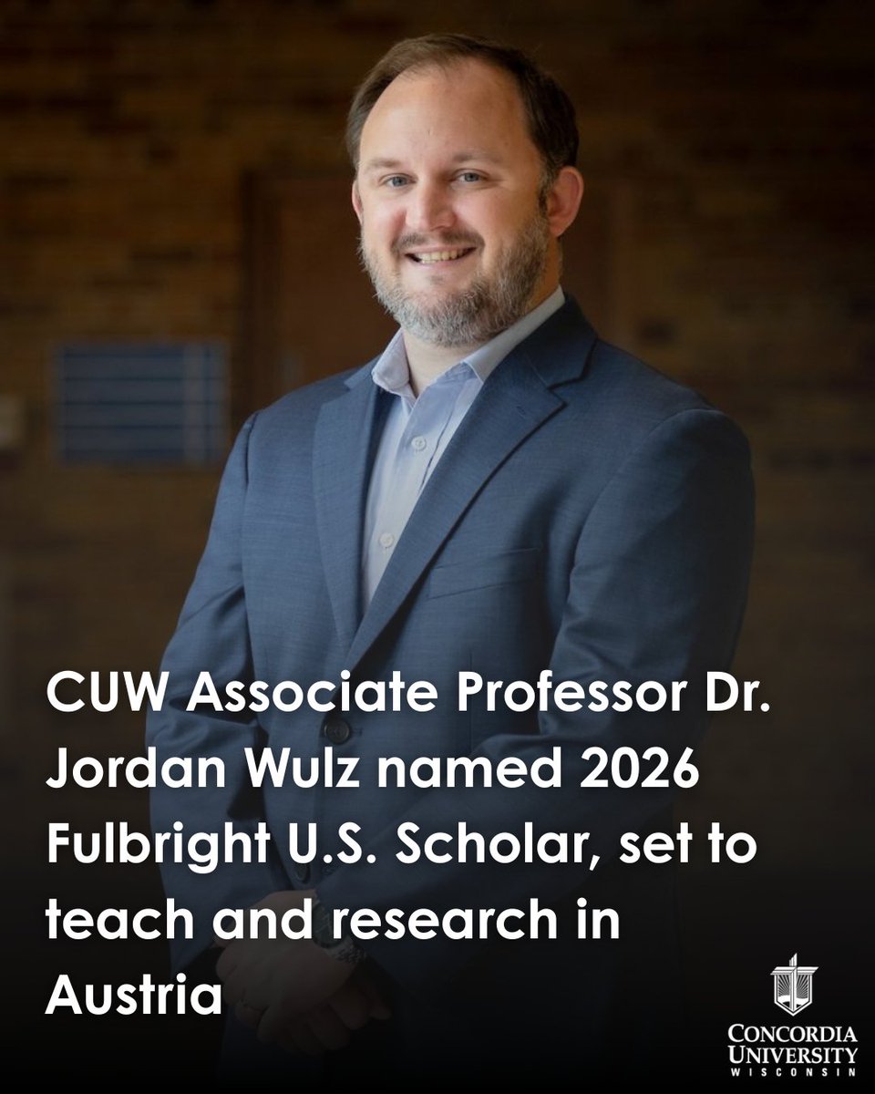 CUWPharmacy's tweet photo. CUW associate professor Dr. Jordan Wulz has been named a 2026 Fulbright U.S. Scholar!
  He’ll teach &amp; research harm reduction abroad—with his 5-month-old in tow.
Read his powerful story of faith, purpose, &amp; global service: https://t.co/Tl3u1oqVP4 https://t.co/zMOu5ztpZG