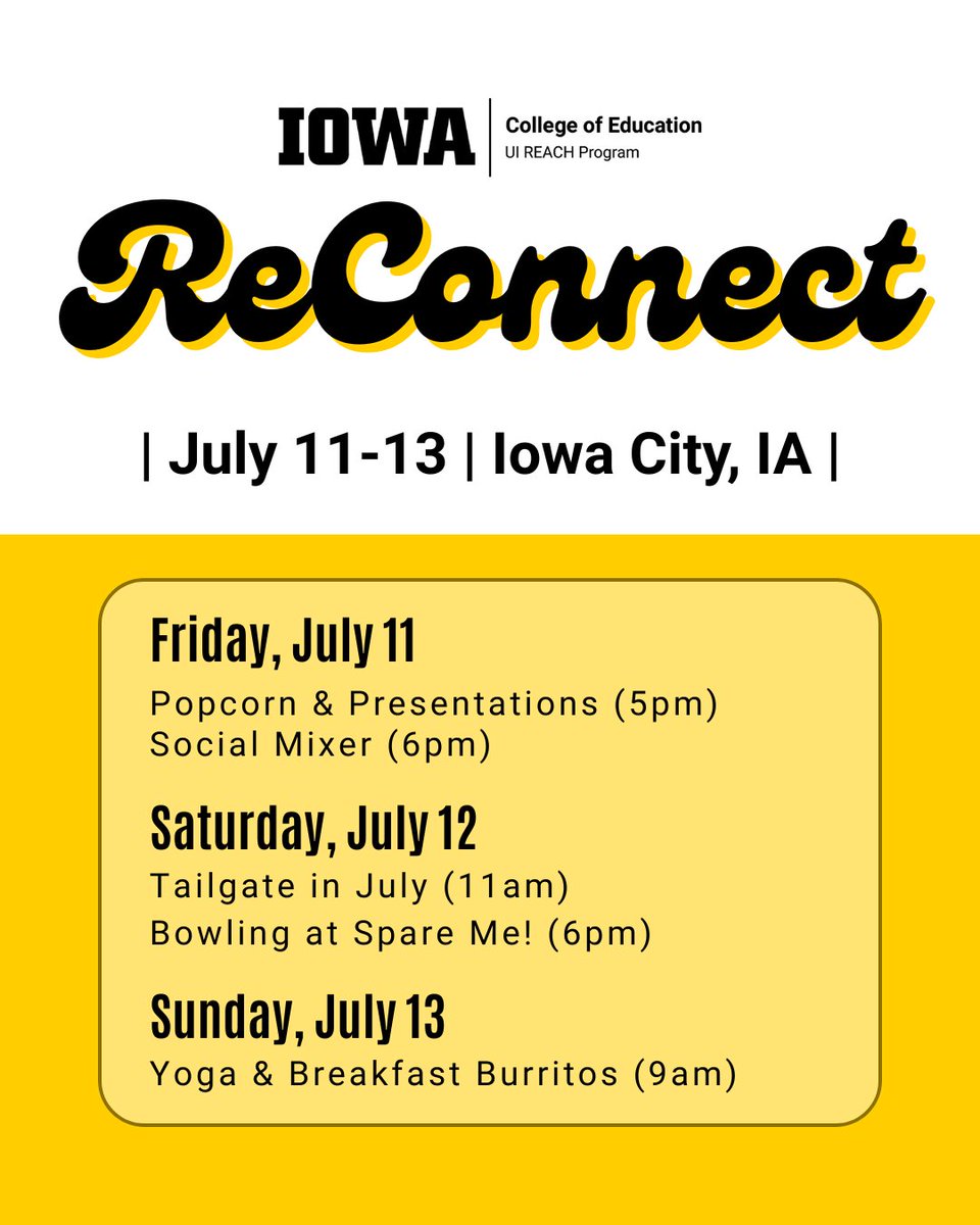 Join us for our annual ReConnect this July! Alumni, current students, incoming students, and their families are all welcome!

Register here: bit.ly/3FDRBQI