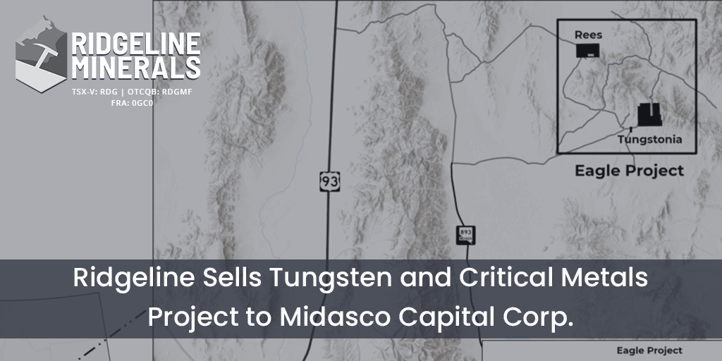 RidgelineNV's tweet image. Ridgeline Minerals sells Tungsten and Critical Metals Project to Midasco Capital Corp. Press release: bit.ly/3FCQwZo
$RDG.V $RDG $RDGMF #0GC0 #Tungsten #CriticalMetals