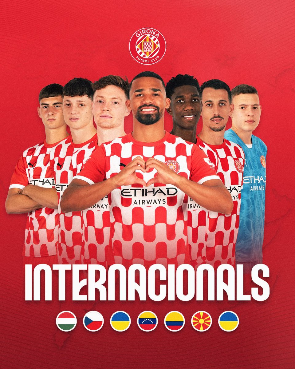 لاعبونا الدوليون ❤️🔥

تسيغانكوف 🇺🇦
يانخل هيريرا 🇻🇪
أسبريا 🇨🇴
ميوفسكي 🇲🇰
كرييتشي 🇨🇿
يعقوبيشفيلي 🇭🇺 (تحت الـ21 عام)
كرابيفتسوف 🇺🇦 (تحت الـ20 عام)

#جيرونا