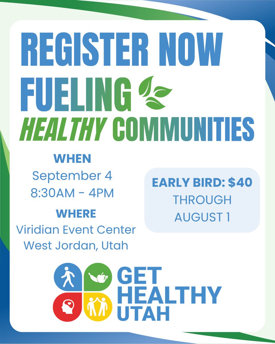 Get Healthy Utah is thrilled to announce that Catherine Van Tassell will be the opening keynote speaker for our 2025 Annual Event: Fueling Healthy Communities! Register now to secure your spot with early bird pricing at bit.ly/25-GHU.