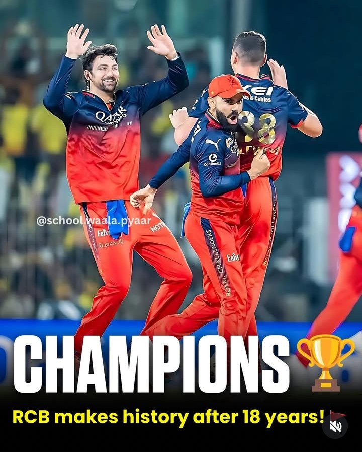 बहुजन एकता मिशन BSP (@_vishal_82) on Twitter photo Champion...
RCB Makes history after 18 Year..
🎇🍾🎯
...<a href="/imVkohli/">Virat Kohli</a> #RCBvsPBKS #finalfour2025 #WINNER #IPLFinals #viral Champion...
RCB Makes history after 18 Year..
🎇🍾🎯
...<a href="/imVkohli/">Virat Kohli</a> #RCBvsPBKS #finalfour2025 #WINNER #IPLFinals #viral