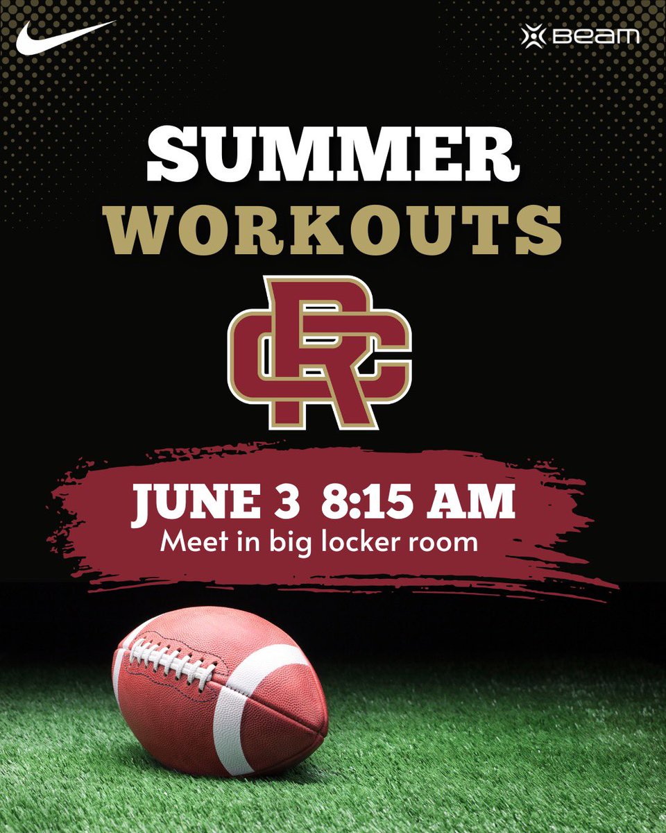 Summer Grind Starts Now!
Warrior Football summer workouts begin June 3 at 8 AM. No shortcuts. No excuses. Let’s build something great. 💪🔥 Be on time. Be ready. Be committed. #WARRIORGRIT #RCHSFootball #SummerWork