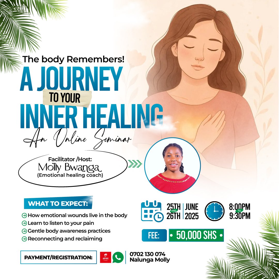 The body tells the story of your pains,hurts ,emotional distresses, and truamas. Are you aware of how it manifests this ?.your is not against you ,it is working for you.Join this 2 days online seminar to heal from inside -out .Register at 0702130074