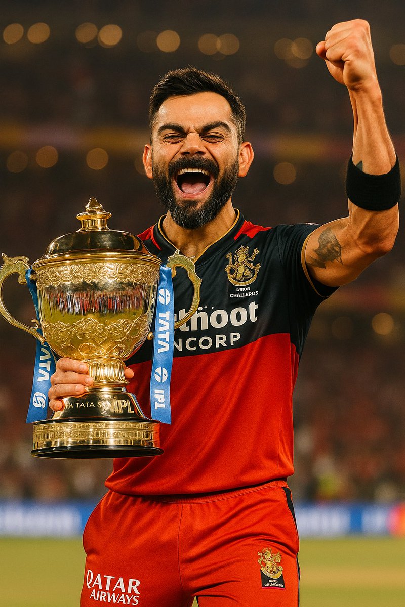 18 years of loyalty.
18 seasons of hope.
They laughed, they doubted, they mocked…
But today, the King lifted what he truly deserved.
This one’s for every tear, every troll, every “maybe next year.” ❤️ #ViratKohli𓃵