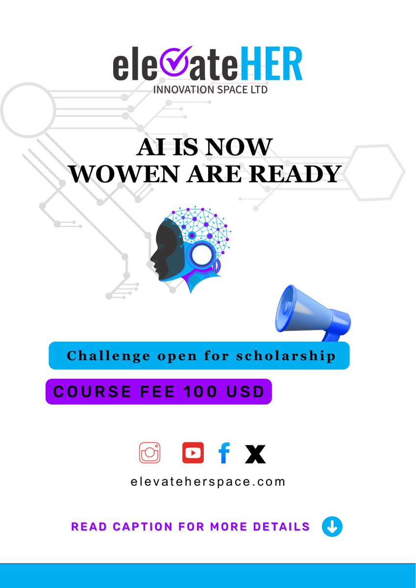 ElevateHER__'s tweet photo. 🚀 EXCLUSIVE OPPORTUNITY FOR LADIES 🚀 13 FREE SPOTS LEFT for AI course access🔥 10 more get 50% OFF! 💻👩‍💻 Learn AI from experts, build apps, &amp; get mentored. Enter now: Follow, subscribe, &amp; tell us why you deserve it💬👉 Winners announced in 48hrs⏰ #AIforWomen #TechEmpowerment https://t.co/4lvGHG4E2L