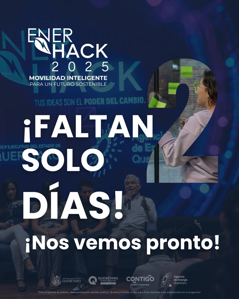 energiaqro's tweet photo. 🛠🌍 En 2 días, el BLOQUE se llena de ideas que pueden cambiar el mundo.
Hackatón Enerhack 2025
📅 5 y 6 de junio
🔥 ¡Talento joven construyendo un Querétaro más sostenible!
#CuentaRegresiva #Enerhack2025 #JuventudInnovadora https://t.co/ixiAWwcT53