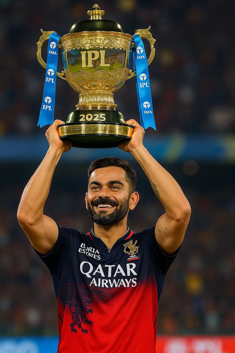 Jersey no. 18 won the trophy in the 18th IPL season after 18 years of wait 😭🏆❤️